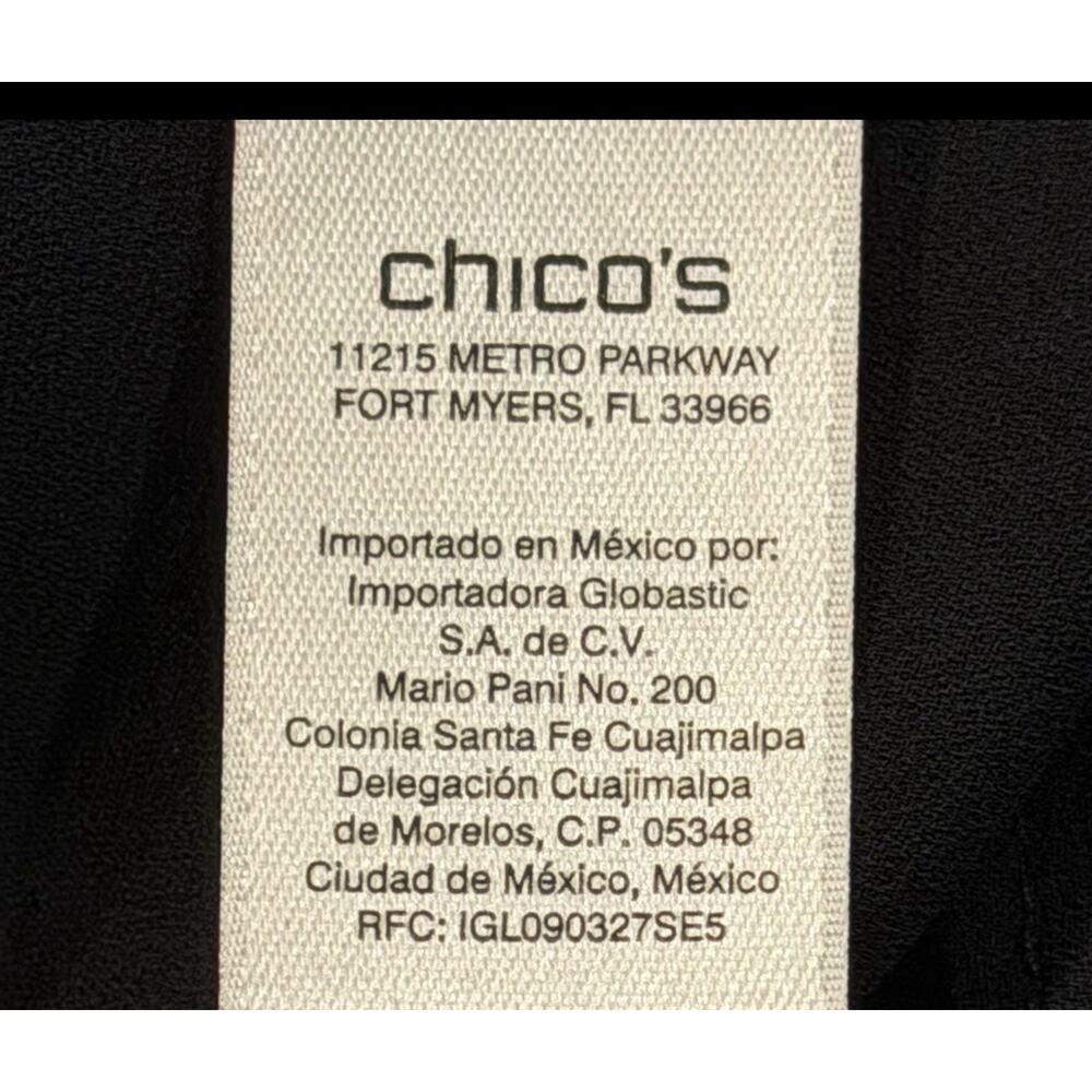 Chico’s Black Tunic Too W/ Multicolor Floral Embroidery Size XL Sheer Overlay - Picture 13 of 14